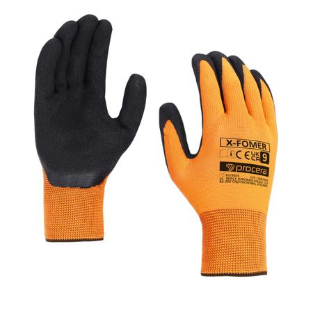 PROCERA Arbeitshandschuhe X-Fomer mit Latex-Beschichtung, Orange/Schwarz