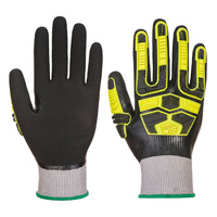 Portwest AP55  Schnittschutz Level D Wasserdicht Handschuhe | Farbe : Schwarz/Grau