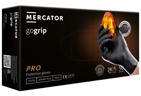 MERCATOR gogrip Black 50x Nitrilhandschuhe 2 x dickerei