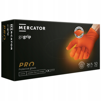 MERCATOR gogrip Orange 50x Nitrilhandschuhe puderfreie 3x dickere