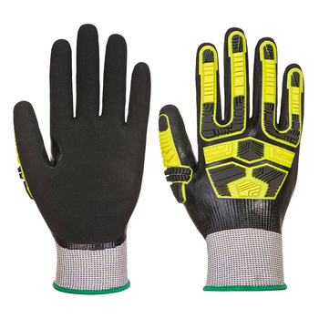 Portwest AP55  Schnittschutz Level D Wasserdicht Handschuhe | Farbe : Schwarz/Grau