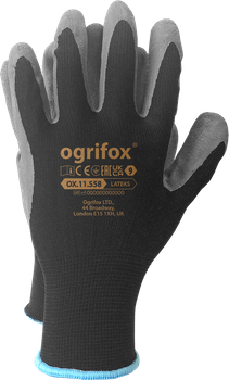 OGRIFOX Arbeitshandschuhe Latex Schwarz Grau