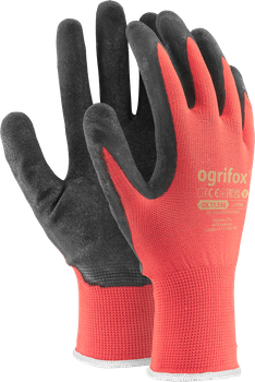 OGRIFOX Arbeitshandschuhe Latex Schwarz Rot