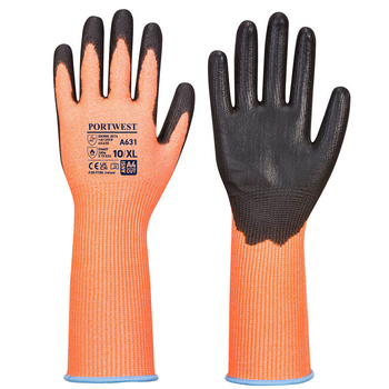 Portwest A631 Schnittschutzhandschuh mit langer Stulpe , Vis-Tex  | Farbe: Orange